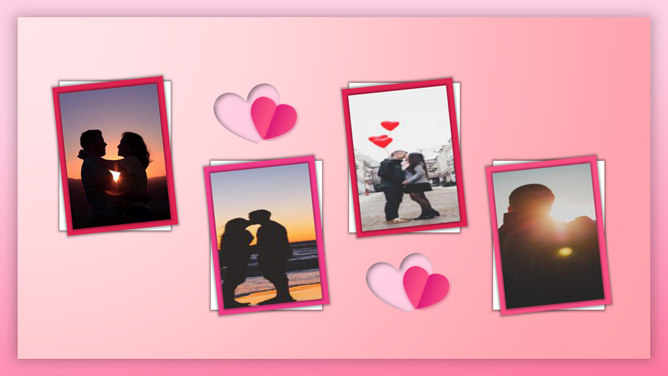 心心相印情人节PPT模板-叨客学习资料网