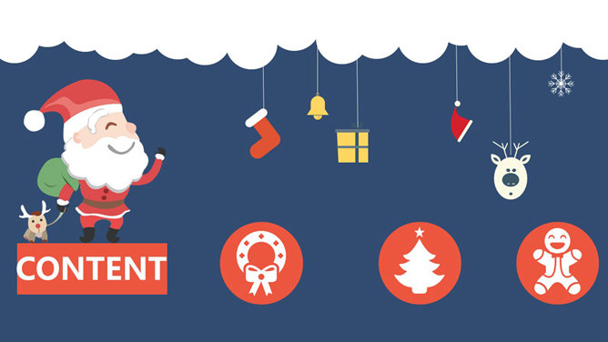 简洁扁平化圣诞节主题PPT模板-叨客学习资料网