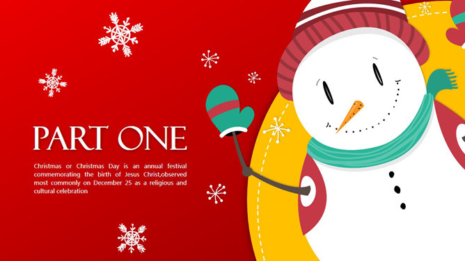 超精美雪人圣诞节PPT模板-叨客学习资料网