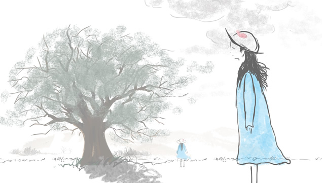 水彩画追忆童年父爱PPT动画-叨客学习资料网