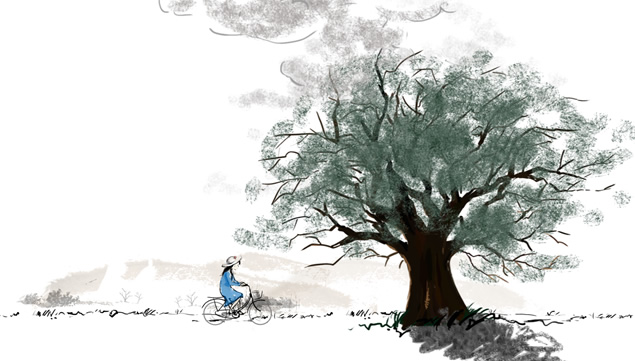 水彩画追忆童年父爱PPT动画-叨客学习资料网