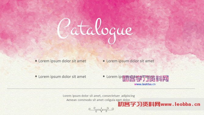 艺术水彩婚礼婚庆主题PPT模板-叨客学习资料网