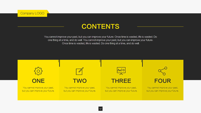 黑黄撞色时尚杂志风PPT模板-叨客学习资料网