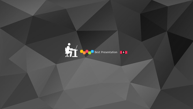 创意黑色低面背景PPT模板-叨客学习资料网