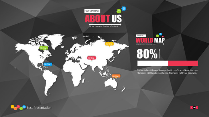 创意黑色低面背景PPT模板-叨客学习资料网