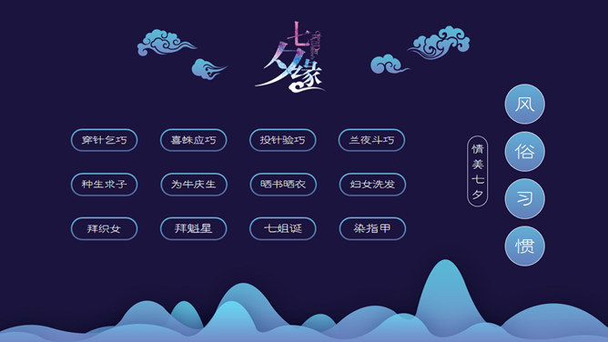 七夕缘精美七夕情人节PPT模板-叨客学习资料网