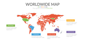 矢量可编辑世界地图PPT素材-叨客学习资料网