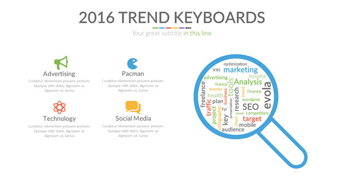 放大镜研讨分析罗列PPT图形