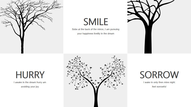 素雅黑灰图文排版PPT模板-叨客学习资料网