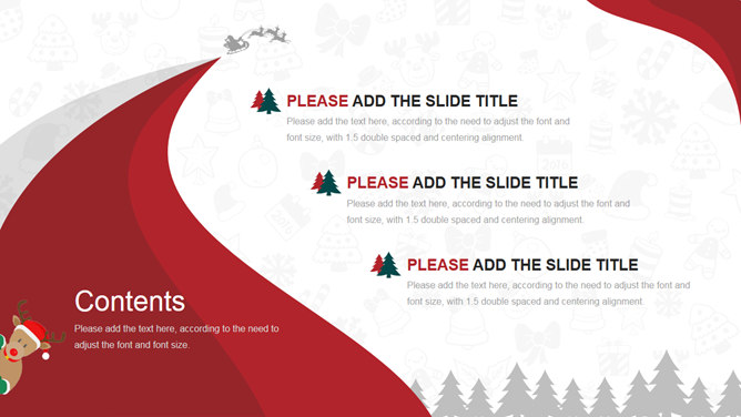 卡通扁平化圣诞节PPT模板-叨客学习资料网