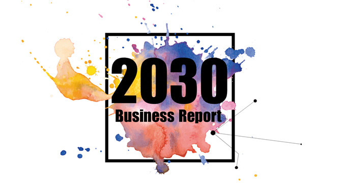 水彩墨迹艺术设计PPT模板-叨客学习资料网