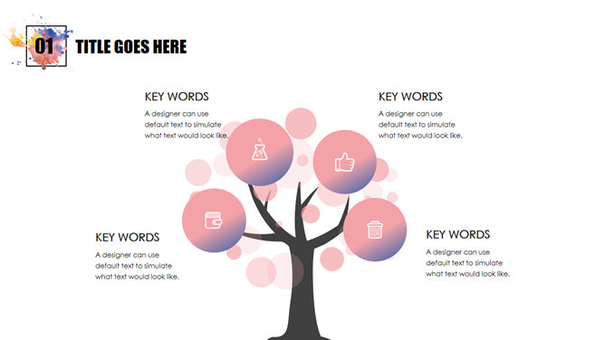 水彩墨迹艺术设计PPT模板-叨客学习资料网