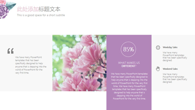 简约小清新水彩花草PPT模板-叨客学习资料网