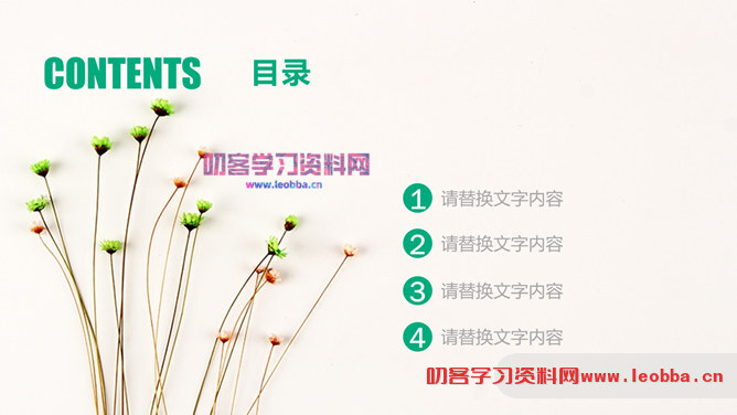 清新淡雅简约唯美PPT模板-叨客学习资料网