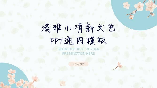 淡雅文艺小清新通用PPT模板-叨客学习资料网