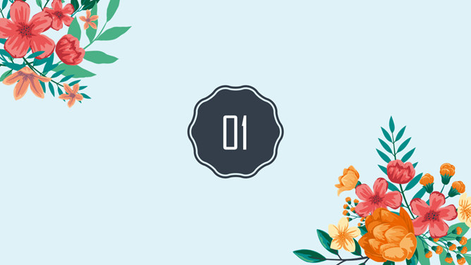 清新文艺唯美花朵PPT模板-叨客学习资料网