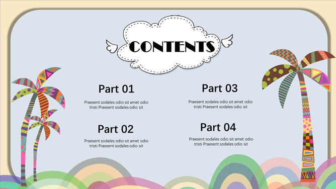 可爱创意卡通风格PPT模板-叨客学习资料网