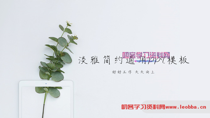 淡雅简约绿色清新PPT模板-叨客学习资料网