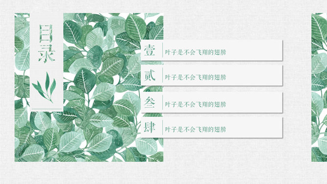 清新文艺森系叶子PPT模板-叨客学习资料网