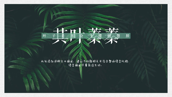 清新文艺森系叶子PPT模板-叨客学习资料网
