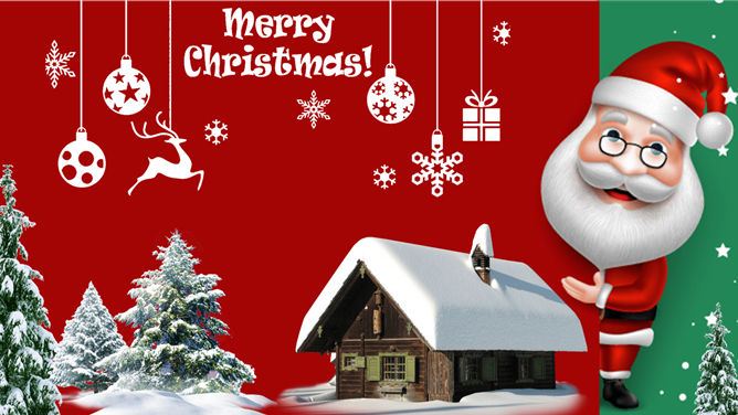 可爱圣诞老人圣诞节PPT模板-叨客学习资料网