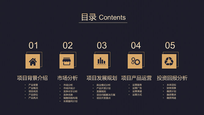 高端黑金商业计划书PPT模板-叨客学习资料网