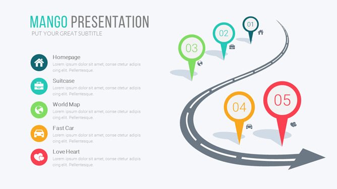 箭头公路过程PPT流程图