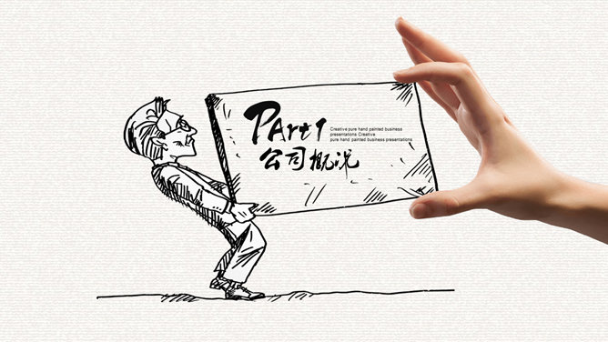 创意手绘手势公司介绍PPT模板-叨客学习资料网