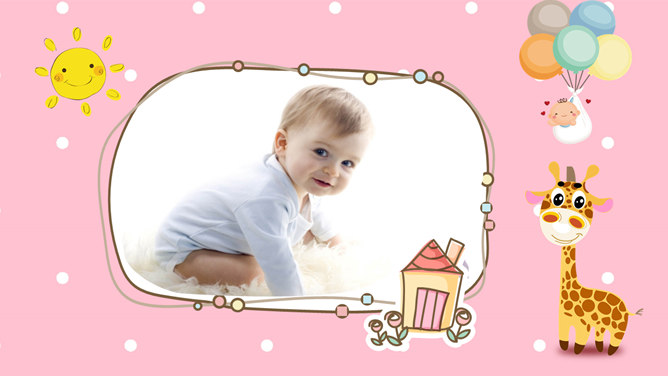 宝宝满月宴动态相册PPT模板-叨客学习资料网