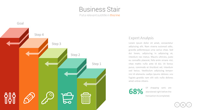 立体阶梯台阶递进联系PPT图形