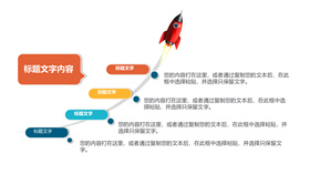 上升小火箭递进PPT图形-叨客学习资料网