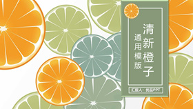 清新水果橙子片柠檬片PPT模板-叨客学习资料网