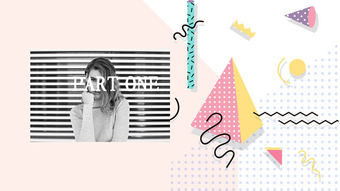 粉色系时尚创意孟菲斯PPT模板-叨客学习资料网