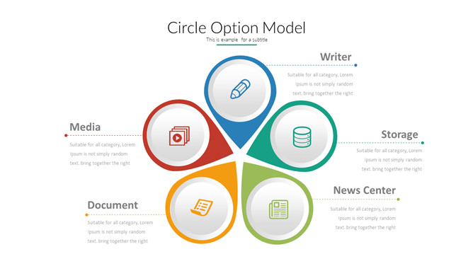 五项花瓣并排PPT图形资料