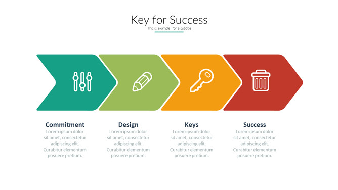 箭头要害要素罗列PPT图形