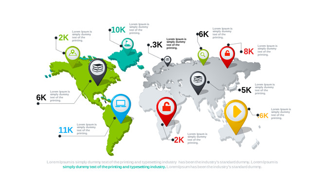 世界地图标记标点PPT资料