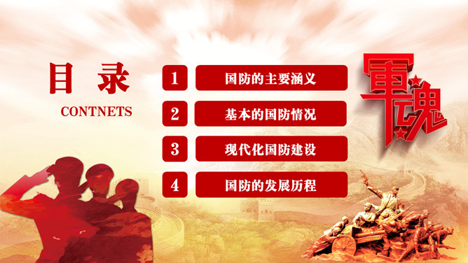 热血铸军魂国防教育PPT模板-叨客学习资料网