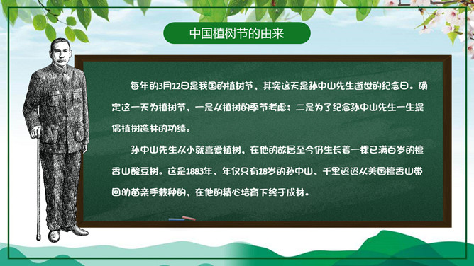 3月12日植树节主题班会PPT模板-叨客学习资料网