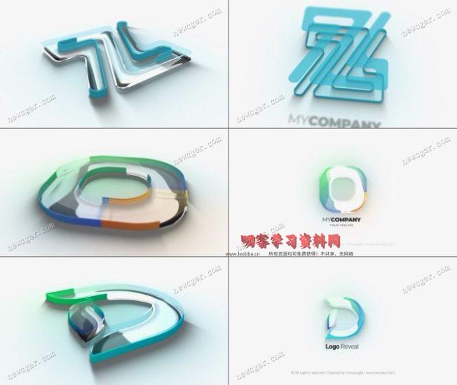 透亮玻璃质感的轮廓生长三维logo揭示动画AE源文件-叨客学习资料网