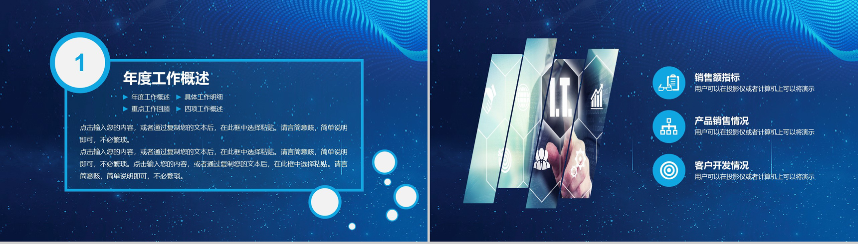 蓝色时髦大气商务风年终作业总结报告PPT模板-3