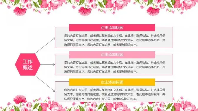 唯美粉色系年终总结PPT模板