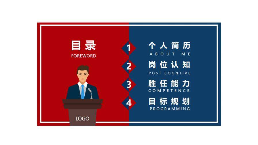 图片[2]-红蓝商务风个人简历竞选岗位竞聘PPT模板—免费分享好看实用的个人简历PPT-叨客学习资料网