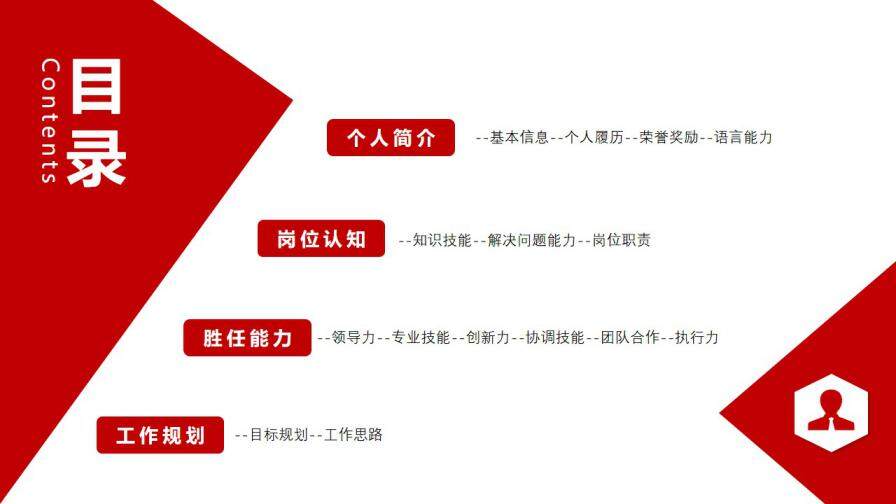 图片[2]-红色简约商务风个人求职企业竞聘PPT模板—免费分享好看实用的个人简历PPT-叨客学习资料网