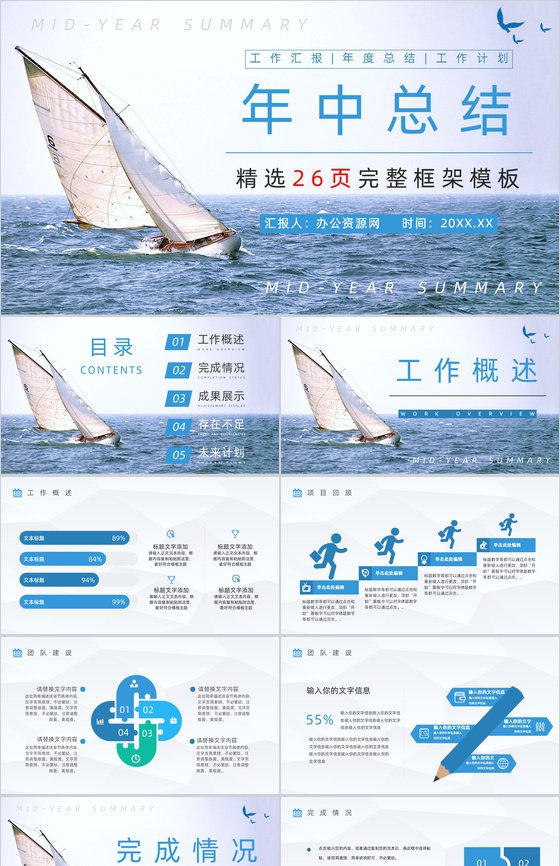企业员工上半年销售业绩情况汇报公司年中业务工作总结计划报告PPT模板-叨客学习资料网