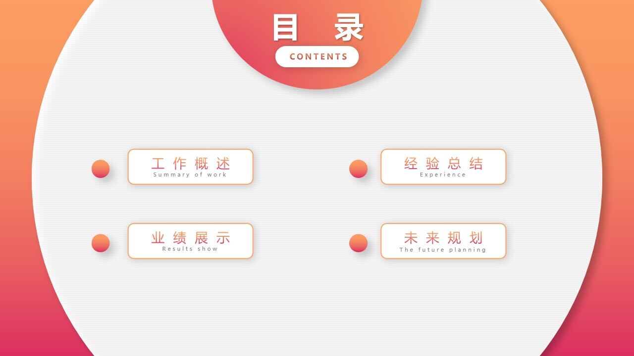 橙色渐变圆点圆圈背景的时尚工作总结PPT模板-叨客学习资料网