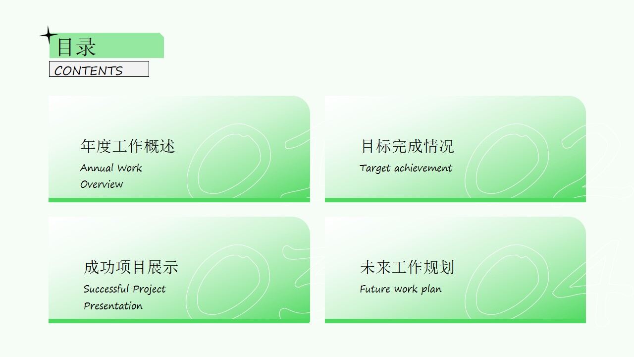 图片[2]-绿色简约清新风年终总结ppt模板—免费分享好看实用的工作汇报PPT-叨客学习资料网