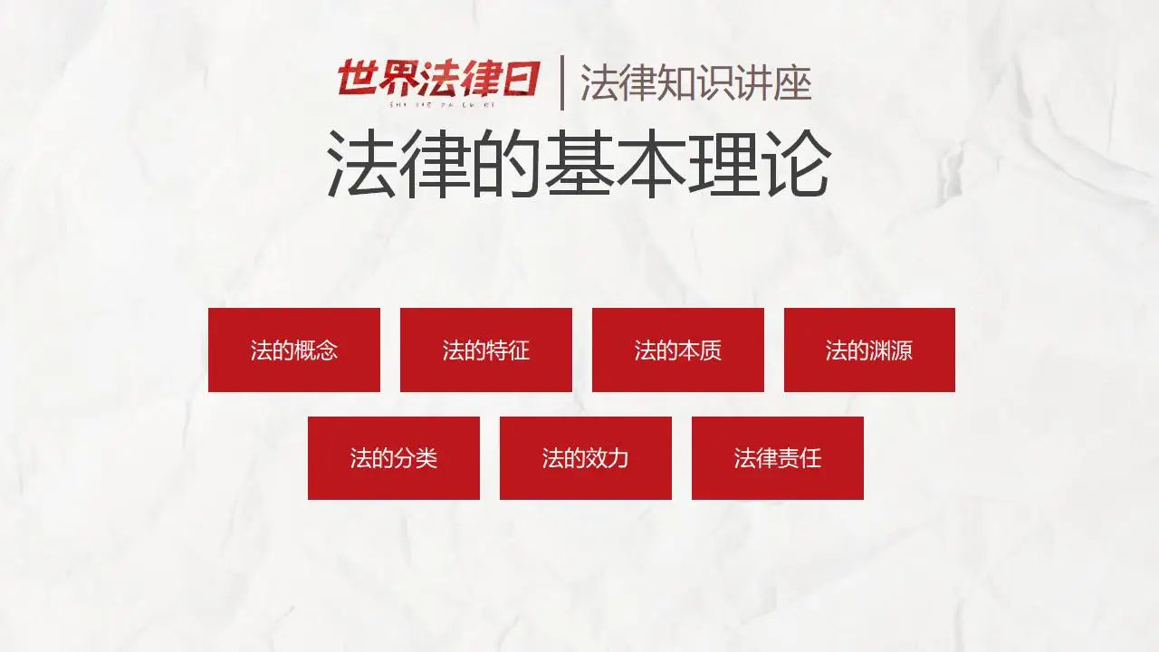 世界法律日法律知识讲座完整版PPT模板