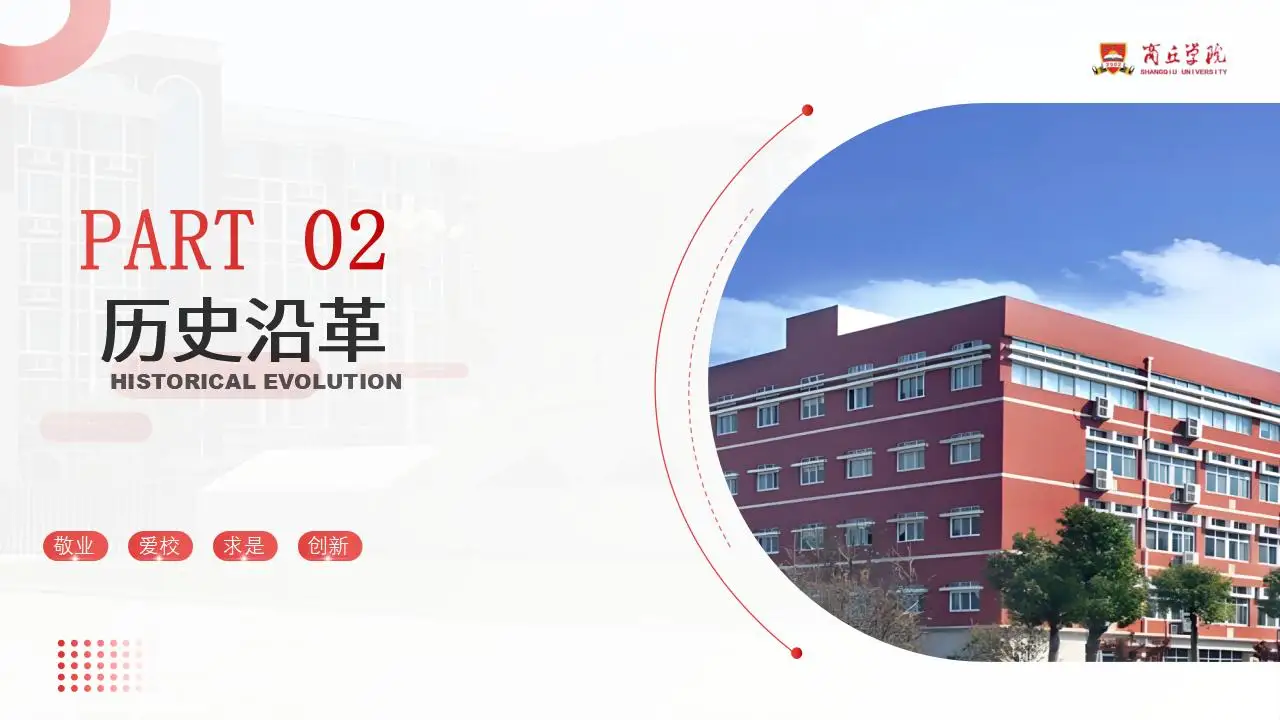 商丘学院总结汇报红色答辩通用ppt模板