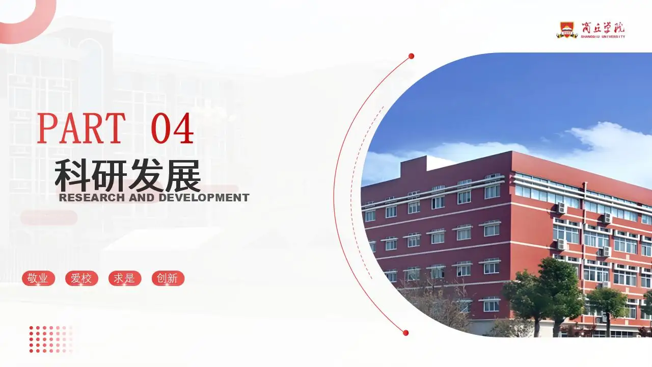 商丘学院总结汇报红色答辩通用ppt模板