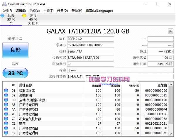 HDD 健康监控工具-CrystalDiskInfo 绿色破解版-叨客学习资料网